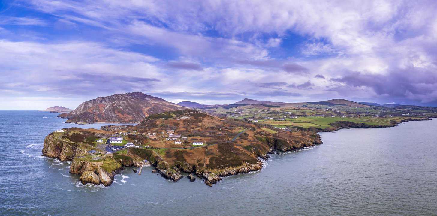 Dramatic coastline of the Inishowen Peninsula with Malin Head in the distance